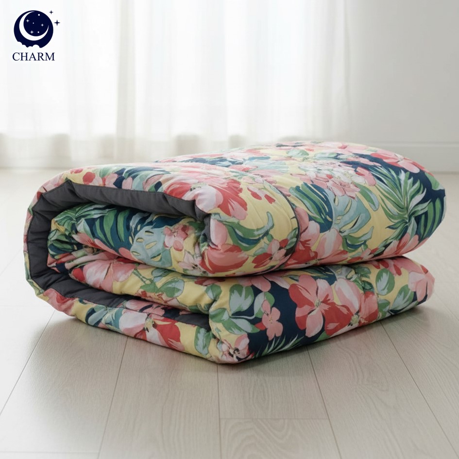 ผ้าห่มนวม 70×80 นิ้ว CHARM รุ่น CLASSIC ทูโทน ลาย FLORAL_0